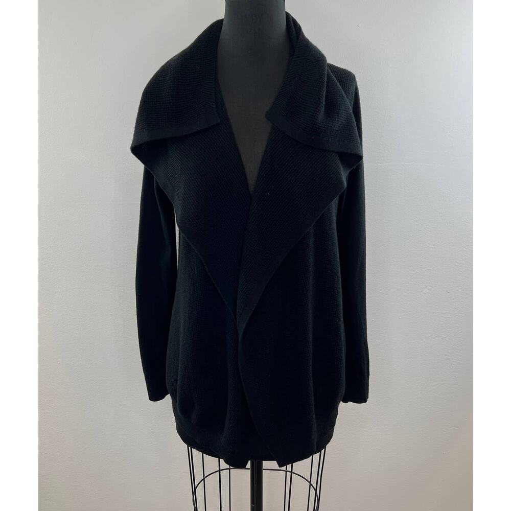 THEORY Winxie Black Long Sleeve Cashmere Cotton Open Front Cardigan Sweater Sz S